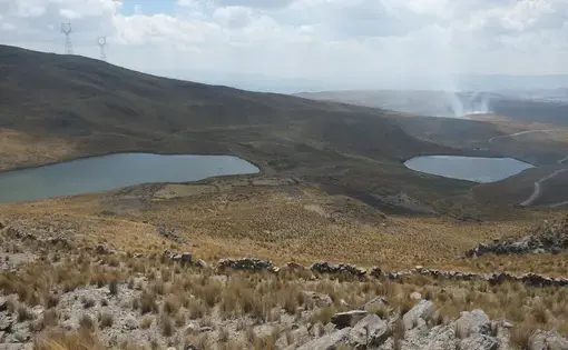 Two lakes built to store water in Quispillaccta. Image by Dan Schwartz. Peru, 2019.