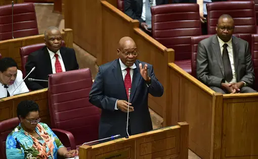 President Jacob Zuma speaks to Parliament in October about the marine economy. Courtesy: Republic of South Africa. South Africa, 2016.