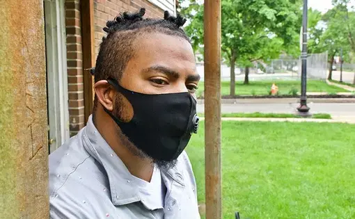 Steven Jones in front of his home. Image by&nbsp;Wiley Price/St. Louis American. United States, 2020.