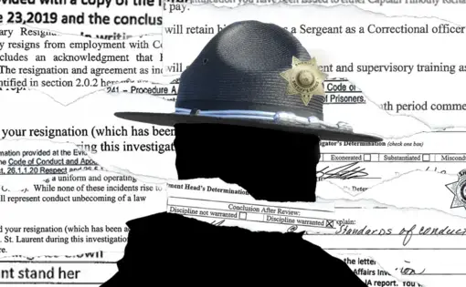 Maine is one of only a few states where law enforcement discipline records are public. But that doesn’t always result in transparency. Illustration by Natalie Williams / Bangor Daily News.