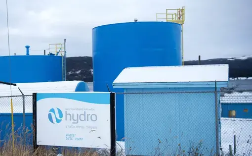 A diesel power plant owned and operated by Nalcor powers the Rigolet community on Monday, November, 11, 2019. Image by Michael G. Seamans. Canada, 2019.