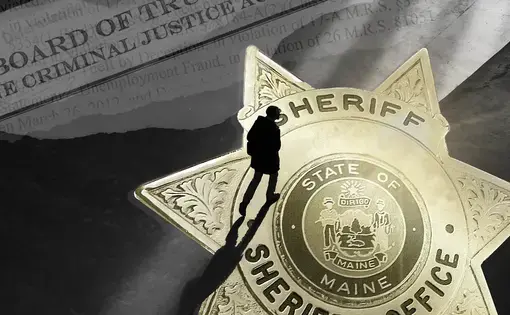 Unlike in other states and professions, Maine law largely does not give the academy power to punish officers for misconduct that is not a potential criminal offense. Illustration by Natalie Williams / BDN. United States, undated.