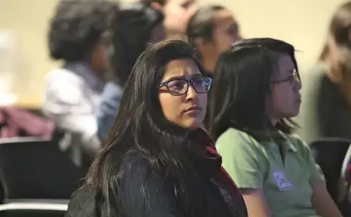 Attendees watched films and listened to panel discussion about global health challenges faced by refugees and migrants. Image courtesy Tina McGrath/ProImage Design and the Institute of Public Health at Washington University in Saint Louis. 2017.