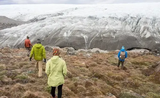 The science team went to the edge of the ice sheet the day before flying out to the field site. Image by Amy Martin. Greenland, 2018.