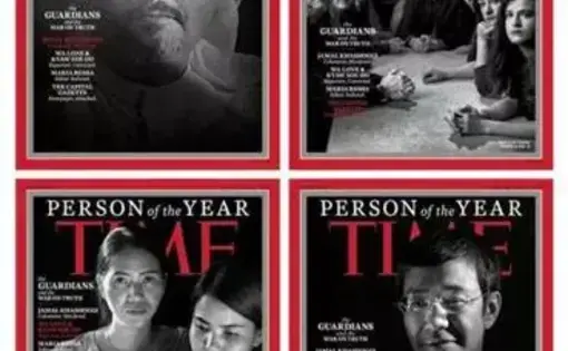 The covers for Time magazine "Person of the Year." Image by AFP Photo/TIME Magazine/Moises Saman/Handout. United States, 2018.
