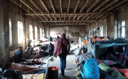Borici camp before renovation, Bihać. Image by Dariusz Kalan. Bosnia and Herzegovina, 2018.