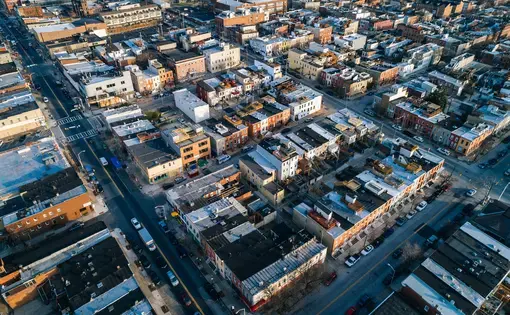 Aerial view of Highlandtown in Baltimore, Maryland. Image by Jon Bilous / Shutterstock. United States, undated.