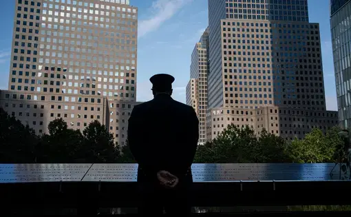 A memorial to the victims of the Sept. 11, 2001, attacks this year in New York. The start of the trial of the accused mastermind Khalid Shaikh Mohammed and four accused co-conspirators will now start on Nov. 7, 2021, at the earliest. Image by Todd Heisler/The New York Times. United States, 2020.