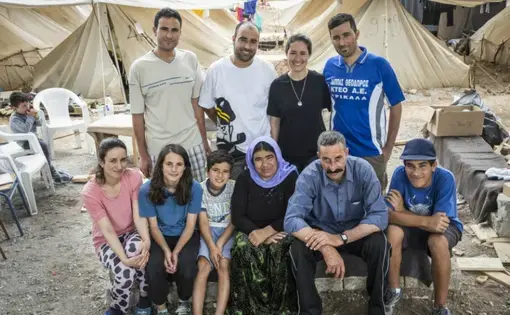 Members of the Noh family in Ritsona refugee camp in Greece in May 2016. Image by Jodi Hilton. Greece, 2016.
