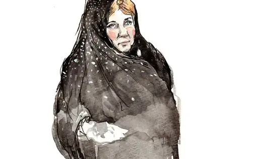 Cheryl Bormann, the capital defense lawyer for Walid bin Attash. Illustration by Wendy MacNaughton. United States, 2019.
