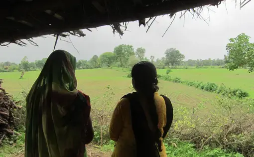 A woman with depression and her counselor. The counselor is a "paraprofessional"—without a graduate degree. The patient says—she is happy with the care she's received. Image by Joanne Silberner. India, 2016.
