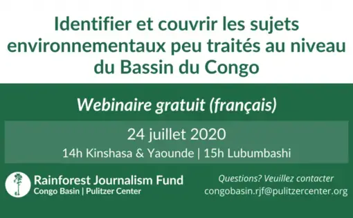 Ce webinaire, qui a eu lieu le 24 juillet 2020, a réuni des journalistes expérimentés qui ont partagé leurs réflexions sur l'état du journalisme environnemental dans le bassin du Congo et ont proposé des astuces pour identifier des sujets sur le changement climatique, les forêts et d'autres sujets susceptibles de toucher le public.