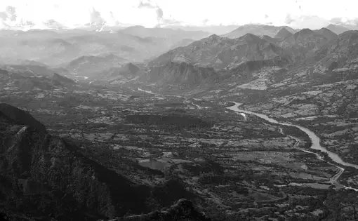 Aerial view of the Cauca River Valley