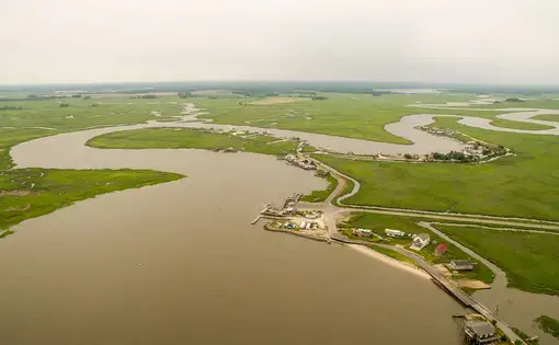 In the last 20 years, but especially since Superstorm Sandy, the mouth of Nantuxent Creek has become dangerously shallow. At the top of the image, around the second bend of the creek, is where the oyster fleet’s docks are located.