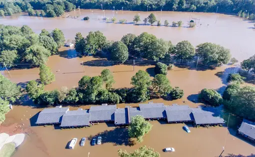 Aerial view of flooding from Hurricane Matthew