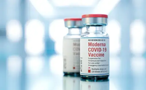 Vials of Moderna vaccine