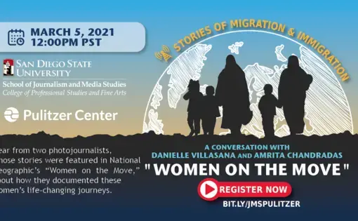 Promotional graphic for "Women on the Move" event. 2021.