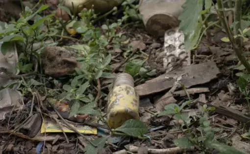 Used jars in the garden of Casa Indígena.