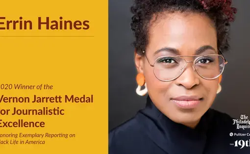 An image of Errin Haines next to her name and award.