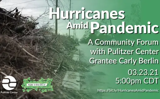 Graphic advertising "Hurricanes Amid Pandemic" event on March 23, 2021