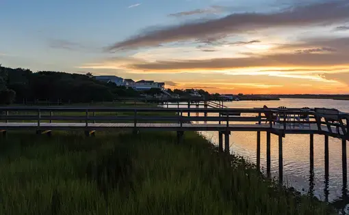 Sunset over a dock in North Carolina.