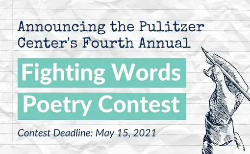 Graphic for the Fighting Words Poetry Contest, deadline May 15, 2021.