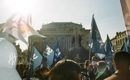 Students protest across France in January 2021.