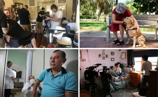 A collage of four photos from Reporting Fellow projects.