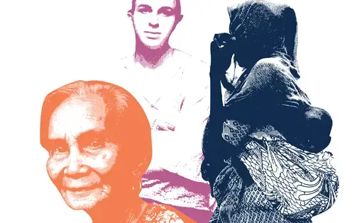 A graphic of three women.