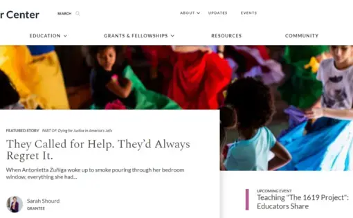 The home page of the new Pulitzer Center website