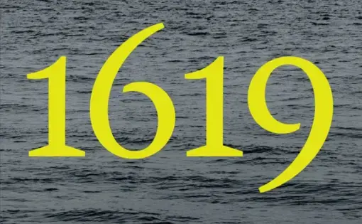 Black and white waves with "1619" in large, yellow lettering.