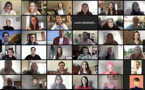 Screenshot of Reporting Fellow thumbnails on Zoom meeting.