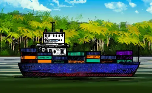 loaded cargo boat illustration