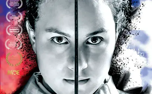 Poster for Victoria's Foil with portrait of Victoria in fencing attire.