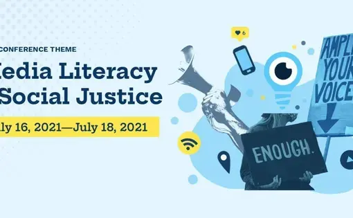NAMLE 2021 Media Literacy &amp; Social Justice promo graphic.