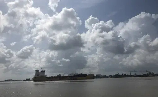 A barge on the Mississippi River