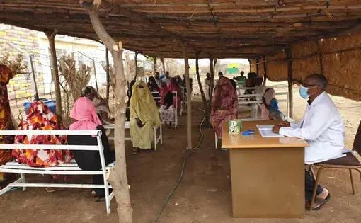 A COVID-19 screening center outside a neglected tropical disease clinic in Khartoum, Sudan