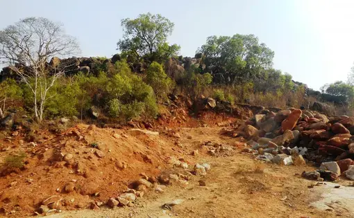 A desolate landscape of rocky land