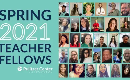 Spring 2021 Teacher Fellows graphic with photo collage of Teacher Fellows' headshots.