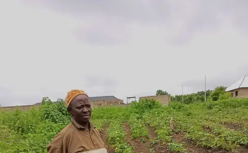 woman standing in front of crops