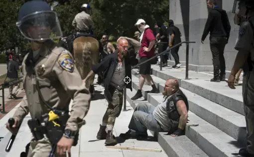 Man climbing capital steps