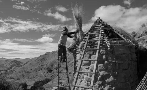 Man works on structure