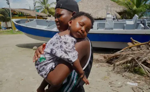 Woman holding baby