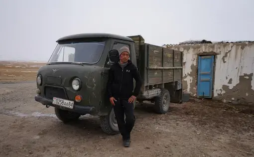 man in front of truck