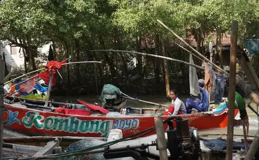 Women sits in the boat