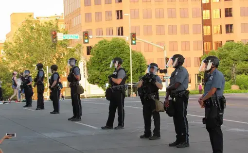 Cops standing in a line