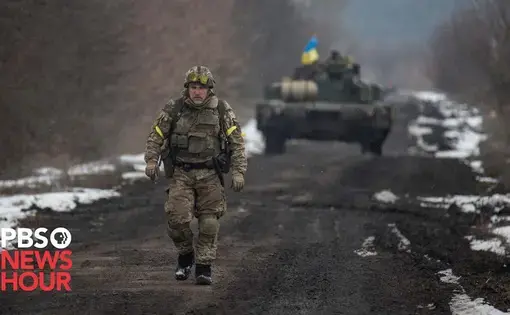 A troop walking away