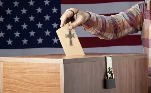 Voting box with cross