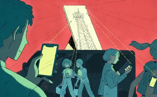 Graphic of people on phone