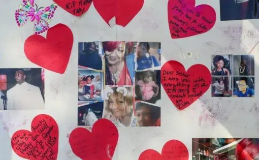 a memory board for Patty, a victim of a house fire in Milwaukee
